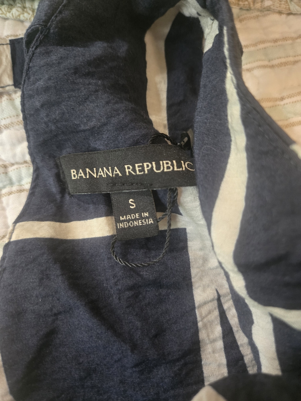 Banana Republic Navy And Cream Geometric Maxi Dress S - Picture 13 of 16
